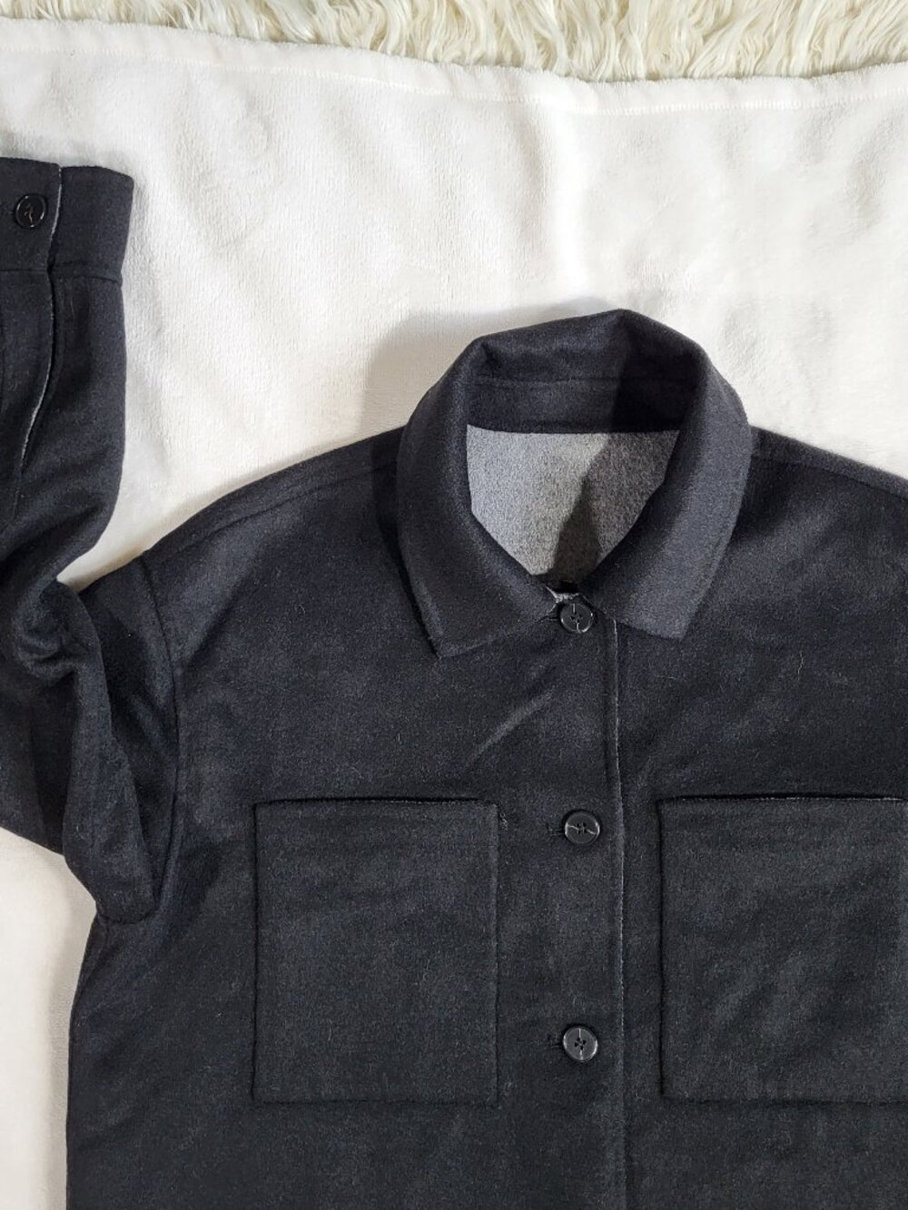 Banana Republic Reversible Double-Faced Shirt Jacket - BLACK/Heather - M #749594 - Picture 3 of 14